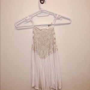 Gold detailed white flowy tank top